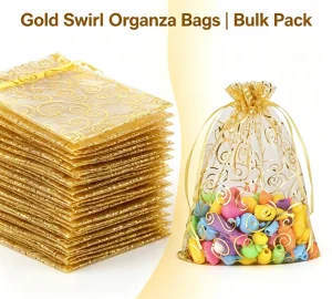 Recyclable Custom Logo Organza Mesh Cosmetic Bag Sheer Drawstring Pouches for Cosmetics &amp; Gifts