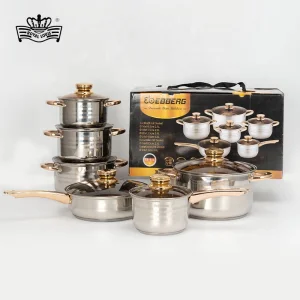 Royal Louis German Design 12-Piece Stainless Steel Cookware Set with 5-layer Bottom for Home Kitchen Wholesale