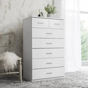 Mueble de dormitorio de madera blanca, organizador alto, cómoda, baúl de ropa