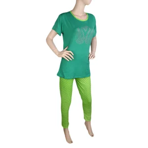 Women's 2 Piece Night Suit - Green
