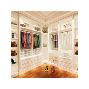 Modern Style Customized Solid Rubber Wood Walk in Closet for Bedroom
