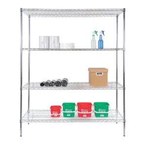 Heavy Duty Storage 4 Tiers 800 Lbs Per Shelf Chrome Steel Wire Rack Systems for Laboratory