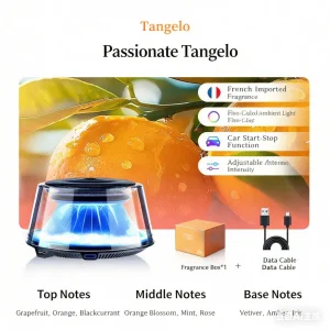 Car Aroma Diffuser, Orange Scent [Starts and Stops with The Car, Instantly Fills The Car with Fragrance, Five-Color Ambient Lights] Fragrance