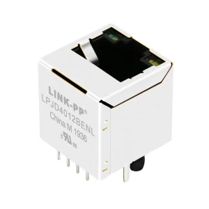 SI-46014-F 10/100 Base-t Ethernet Top Entry Vertical Magnetic Female RJ45 Connector With Leds