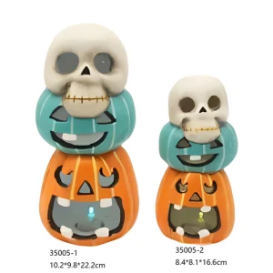 Wholesale White Skull Head with Two-Layer Pumpkin Skull Face Ceramic Halloween Decoration HDFS7688 Suppliers, Factory