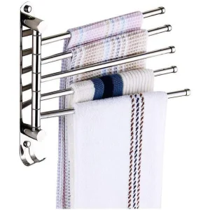 Luxury 180 Degree Rotating Kitchen Chrome Color Stainless Steel Hotel Bathroom Bath Shower Room Ladder Adhesive Paper Foldable 3 Arm Towel Bar Bath Rail Rack