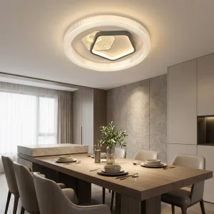 Premium 800mm Large Round LED Flush Mount Light Ribbed Border Circular Ceiling Lamp for Hotel Business Reception Project