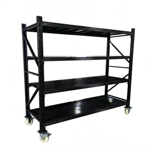 Industrial Steel Pallet Storage Racking 4-Layer Boltless Adjustable Shelves Plug-In Installation Wheel Powder Coated for Factory