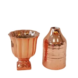 ODM Luxury Warm Orange Titanium-Plated Ceramic Vase Set Manufacturers, Product