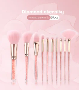 Transparent Pink Diamond Makeup Brush Set