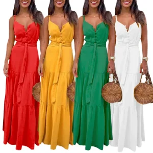 Girls Spaghetti Strap Summer Maxi Dress