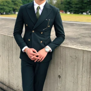 High Quality Mens Suits Slim Fit Mandarin Collar Business Set