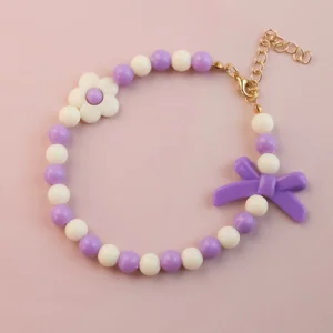 Pet Collar Kitten Dog Pearl Necklace Jewelry Flower Bow Macaron