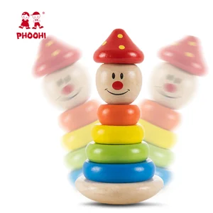 Wholesale Children Educational Montessori Toy Baby Wooden Rainbow Stacker for Kids