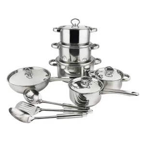 Stainless Steel Cookware Set 35PCS Pot Set with Multi-Layer Bottom