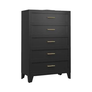 UCHANCE Metal Tall Black Dresser 53.54" H 5-Drawer Chest for Bedroom Living Room &amp; Hallway