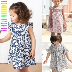 2026 Nuevas Llegadas Marca Privada Personalizada Mayorista Diseñadores Alta Calidad Moda Casual Verano Ropa Infantil Ropa para Niños Vestido de Niña con Floral