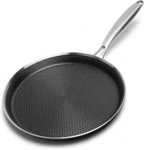 Frying Pan Tri-ply Stainless Steel Honeycomb Non-stick Frypan, Induction Compatible Pizza Pan For Home Kitchen