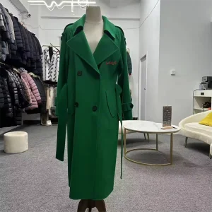 Wholesale Women's Green Wool Trench Coat