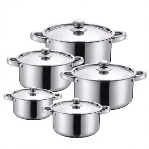 10-Piece Stainless Steel Induction Compatible Chinese Style Kitchen Cooking Steamer Soup Set Cooker Set