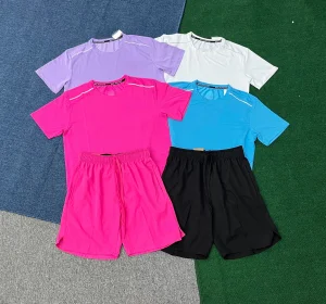 High Quality Unisex Gym T-Shirts Shorts Quick Dry Breathable Anti-Bacterial Fitness Soccer Wear Short Sleeve 100% Polyester
