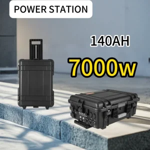 مولد طاقة بقدرة كبيرة 7000W يعمل بموجة جيبية نقية، مولد شمسي، خارجي، محطة طاقة محمولة للمركبات الترفيهية
