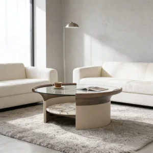 Solid Wood Glass Table