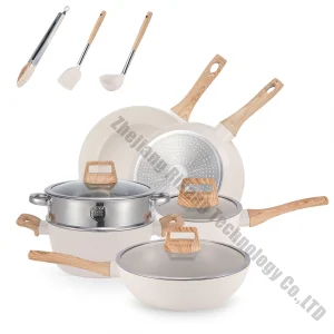 12-Piece Multi-Function Nonstick Kitchen Cookware Set Die-Cast Aluminum Cooking Pot Induction Stone Kitchenware Modern Cooking