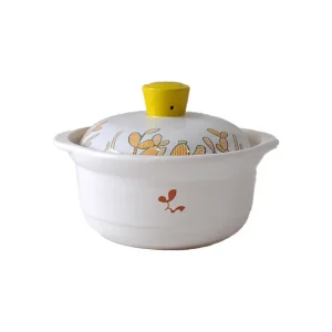OEM Hand-Painted Orange Green Plant Yellow Knob White Ceramic Casserole Supplier, Companies