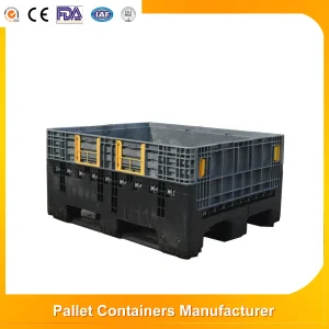 Collapsible Durable Plastic Pallet Bin Foldable Plastic Pallet Turnover Box with Wheels