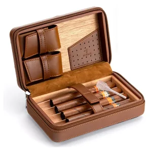 China Luxury Leather Cigar Humidor Travel Cedar Cigar Case