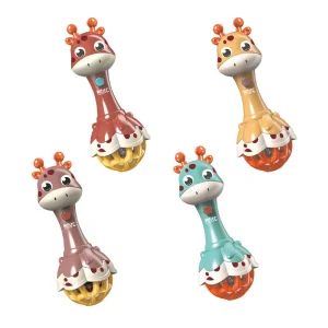 Brinde para recém-nascidos, lindo girafa com sininho, mordedor de plástico macio e ecológico, brinquedos de chocalho para bebês com luz e som