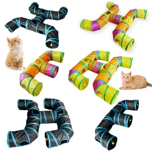 Wholesale Cat Play Tunnel Toy Rolling Ball Polyester Foldable Multi Shape Activity Tube Interactive Pet Toy