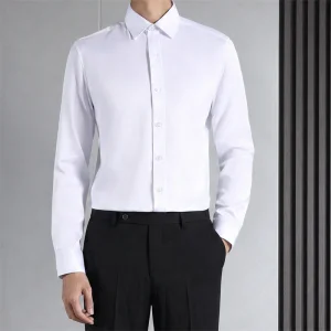 Men White Long Sleeve Dress Shirt