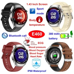 2026 Best IP68 waterproof digital BT Smart Watch ECG SOS emergency call with heart rate blood pressure monitor for senior healthcare E460