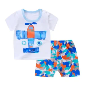 Children 2PCS Short Sleeve T Shirt+Shorts Suit Infant Kids Clothes