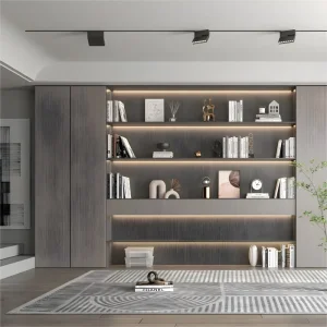 LED Built-in Display Cabinet with Lighting Decorative Modern Bookshelf