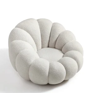 Elegant Modern Swivel Boucle Pumpkin Accent Chair