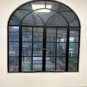 Puerta ventana de acero fundido de marco delgado de estilo moderno con puertas francesas