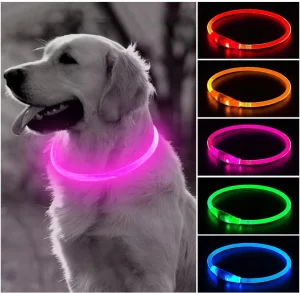 Colar de Cão Personalizado em TPU com LED, Tamanhos P, M e G, Recarregável por USB, Fácil de Cortar