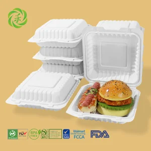 Manufacturer Wholesale Cornstarch Custom Logo Microwaveable Takeaway Food Container