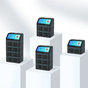 2025 Popular Fast Charging 60W Fireproof ABS Online Sharing Charging Station Kiosk Vending Machine 4-16 Charger Points Outdoor