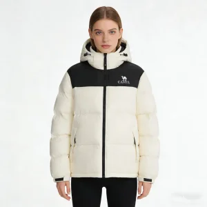 Camel Crown Patchwork Puffer Coat Unisex Color Block Cotton Down Jacket 2026 Autumn Winter Warm Thickened Outerwear