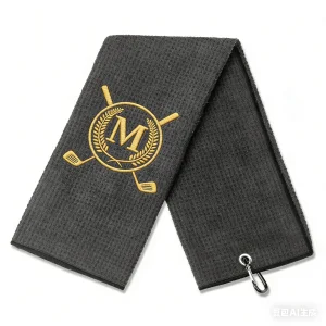 Custom Logo Printed Microfiber Woven Rectangle Quick-Dry Golf Towel With Embroidery Logo
