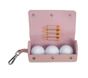 Golf Ball Pouch Holds 3 Golf Balls &amp; 4 Tees Waterproof PU Leather Golf Travel Case Set for Golfers