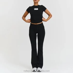 Women Yoga Set Cotton T-Shirts Yoga Pants