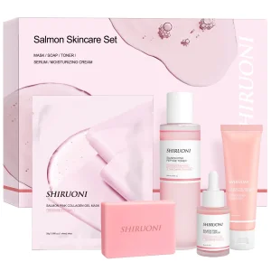 Private Label Korean Skin Care Set Moisturizing Salmon Serum Dropper Pdrn Mask Toner Soap Cream Skincare Set