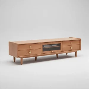 Centro de Entretenimiento de Madera Sólida Premium con Superficie Lisa
