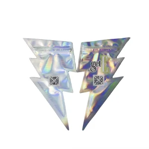 Custom Holographic Resealable Plastic Bags Any Shape Food-Grade PE Lined Aluminum Foil Pharmaceutical Cosmetic Accessories