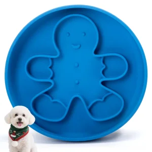 Christmas Design Eco-Friendly Silicone Slow Feeder Dog Bowl Durable Pet Feeder for Slow Eating Cats with Plate